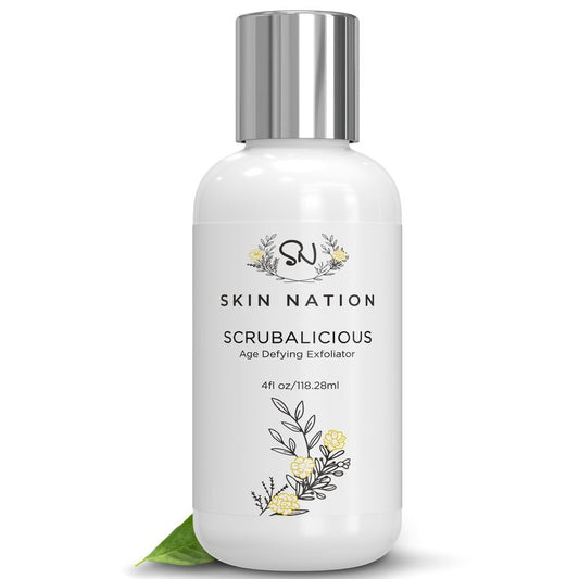 Skin Nation Scrubalicious Exfoliator, Gentle Face Scrub with Glycolic Acid, Jojoba Beads, Aloe Vera, Smooths Rough Skin, Hydrating Cleanser for Oily and Sensitive Skin, 4 oz