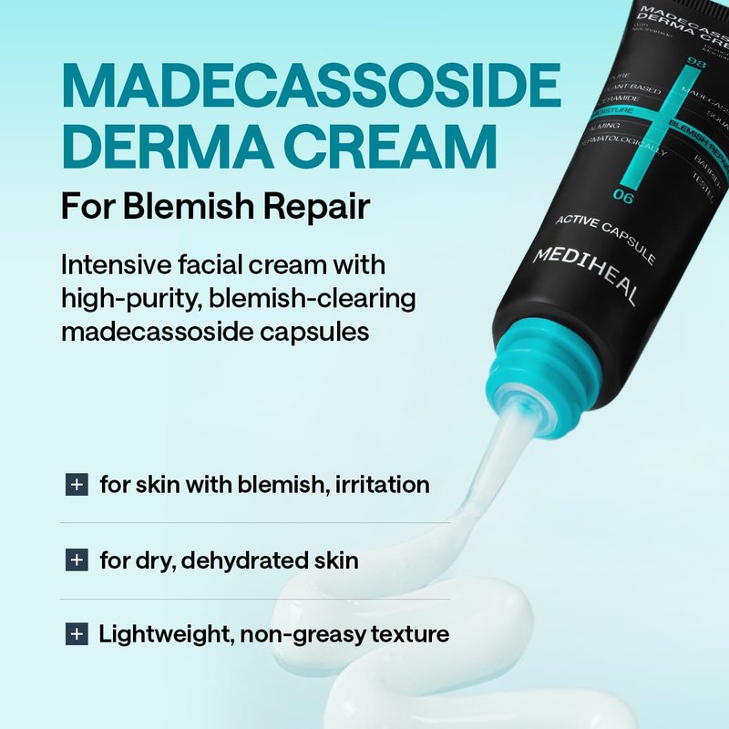 Mediheal Derma Cream [Madecassoside] - Soothing Korean Face Moisturizer with Niacinamide, Squalane & Ceramide - Barrier Repair, Dark Spot & Acne Mark Care for Sensitive Skin (1.69 fl oz)
