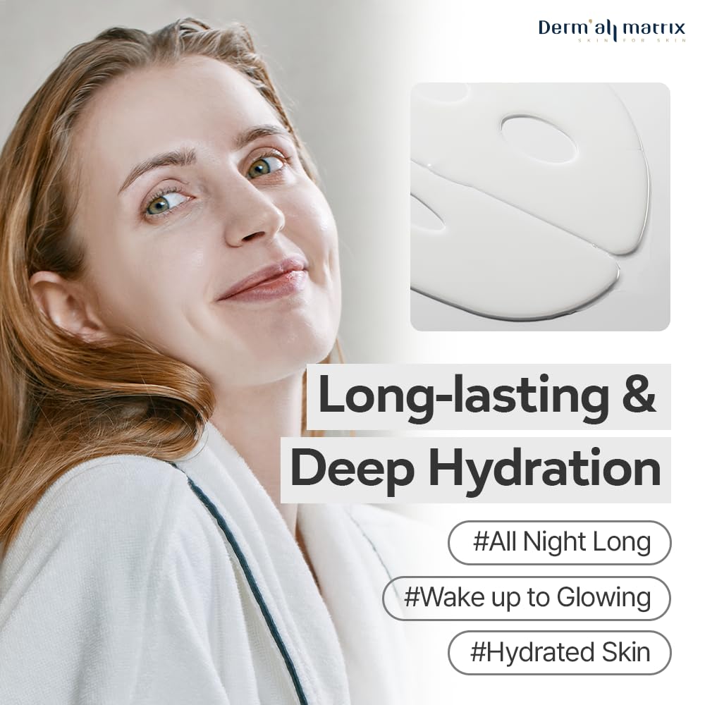 Daily Facial Dermal-Care Mask Pack | Lifting, Hydrating, Collagen Sheet Mask for Wrinkles & Dry Skin - 4 Sheets (1 Week)