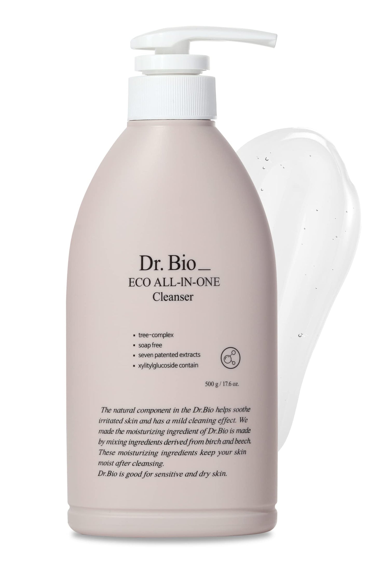 Dr.Bio Eco All-in-One Cleanser, Face & Body Wash for Sensitive Skin with Ceramide, Probiotics & Cica, Vegan, Fragrance-Free, Mild Gentle Hydrating Cleanser, Hypoallergenic Korean Skincare