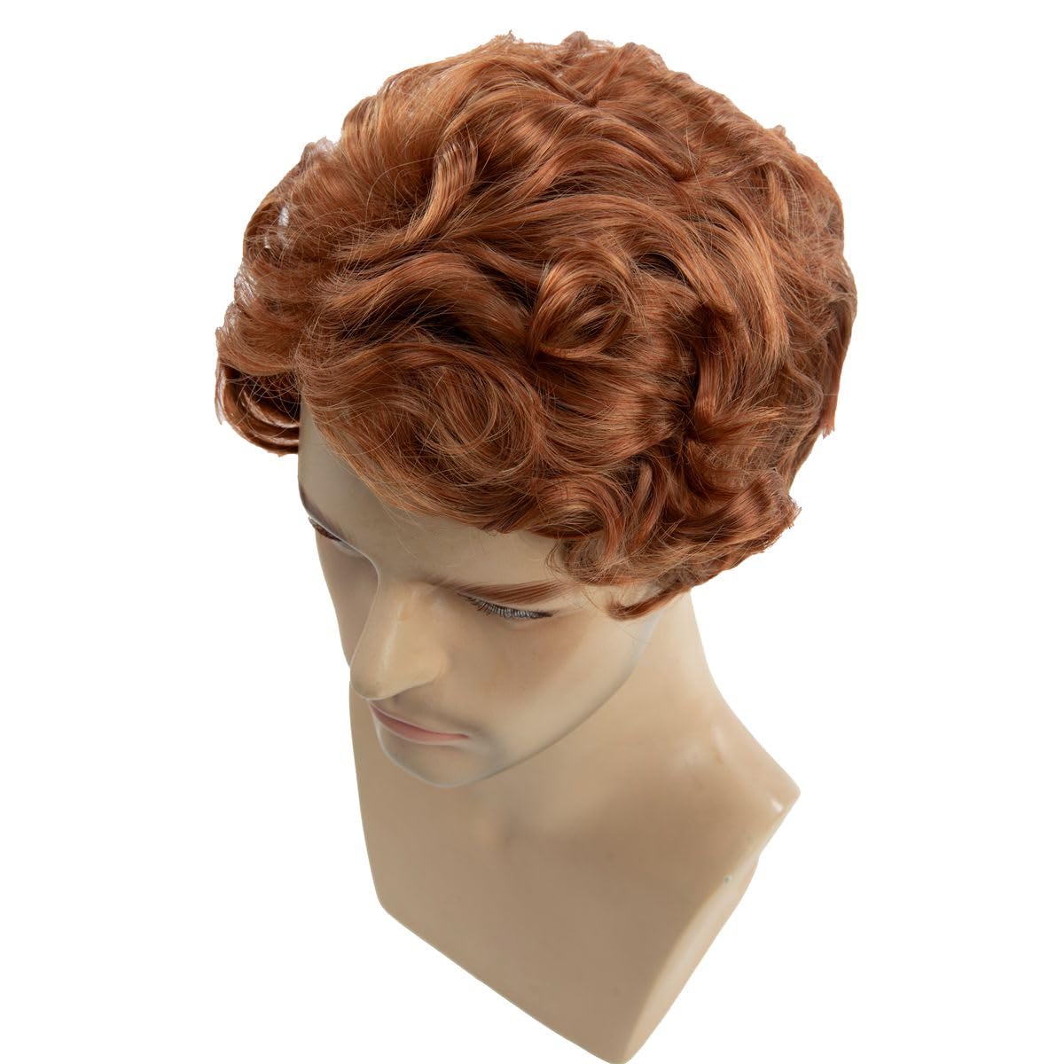 Short Curly Orange Wig for Men - Fluffy Synthetic Cosplay Hair for Halloween