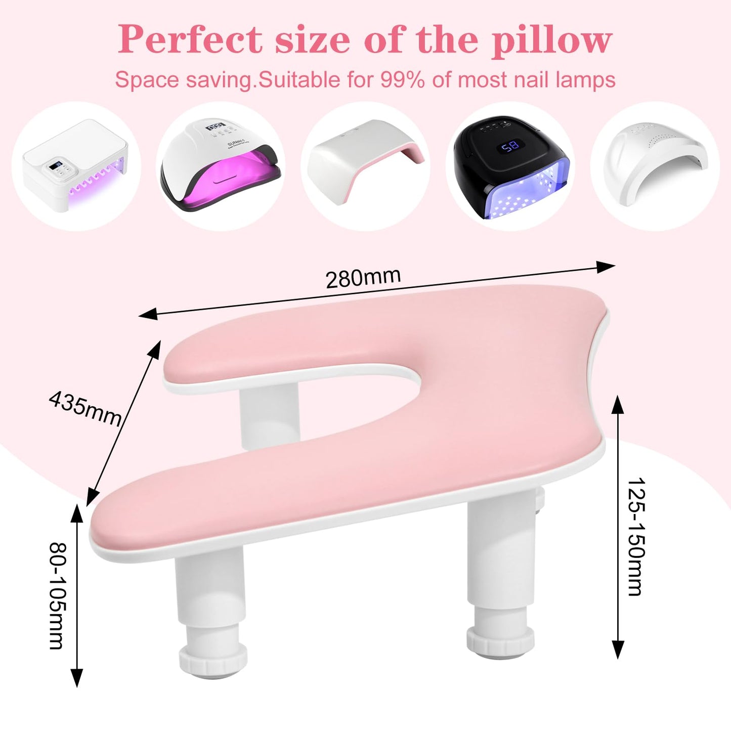 Ruetail Arm Rest for Nails Tech, Adjustable Height Nail Stand Hand Rest, Professional U-Shaped Nail Hand Pillow with 1Pcs Nail Brush, Leather Manicure Rest Stand, Salon Manicurist Essentials (White)