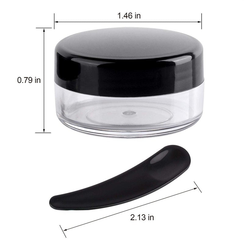 Refillable Cosmetic Sample Jars - 100 Pack 10g Black Travel Containers with Lids & 10 Mini Spatulas