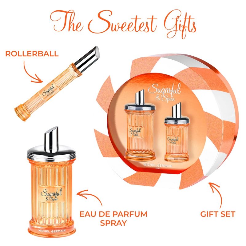 Michel Germain Sugarful & Spice Eau de Parfum Spray Women's Fragrance, Notes of Sparkling Blood Orange, Pink Peony, Creamy Vanilla, Flirty & Playful Gift for Her, 3.4 Fl Oz