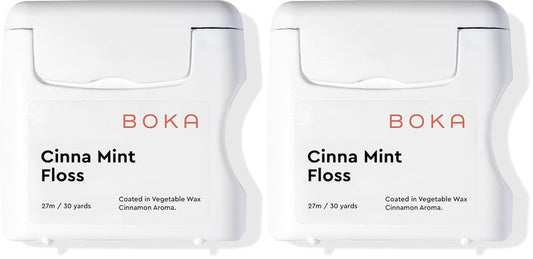 Boka Cinna Mint Woven Dental Floss, Made from Natural Vegetable Wax, Teflon-Free, 30 Yards of Waxed Floss (Pack of 2)