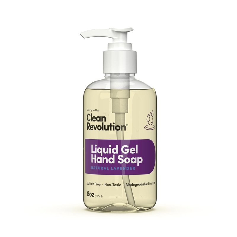 Clean Revolution Liquid Gel Hand Soap - Silky Rich Lavender Formula | Quick Lather, Fast Rinsing, 8 Fl Oz (Pack of 6)