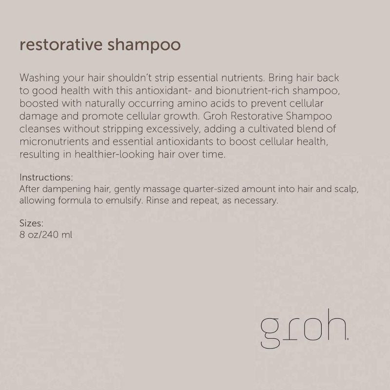 Groh Restorative Shampoo for Damaged Hair - Nourishing 8oz Formula