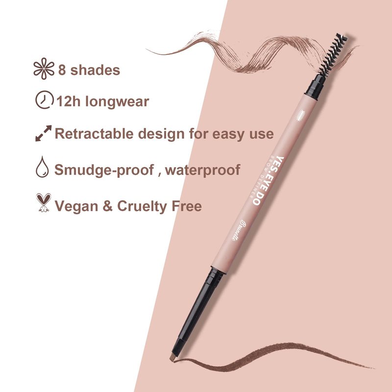 Grey Eyebrow Pencil for Older Women, Natural Brow Pencil for Grey Hair, Ultra-Fine Hair Stroke Eyebrow Pencil with Spoolie, Waterproof & Long-Lasting, No Harsh Dark Look, YES.EYE DO