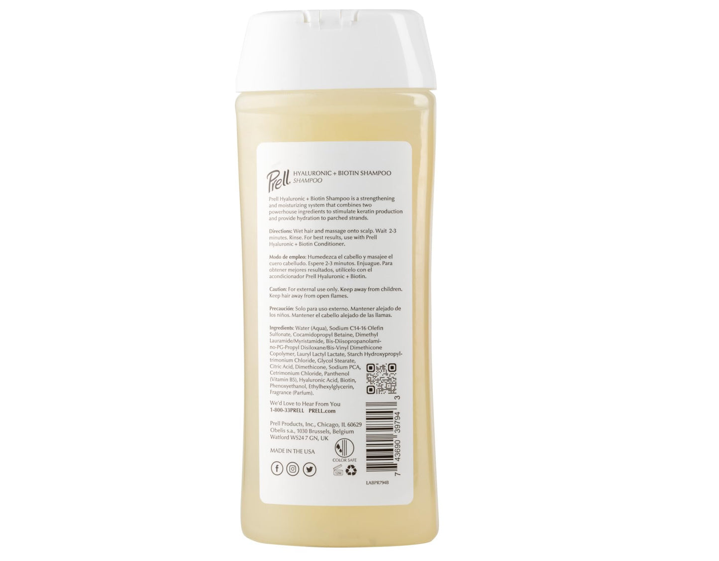 Prell Hyaluronic + Biotin Moisturizes & Strengthens Shampoo for All Hair Types 13.5 fl.oz