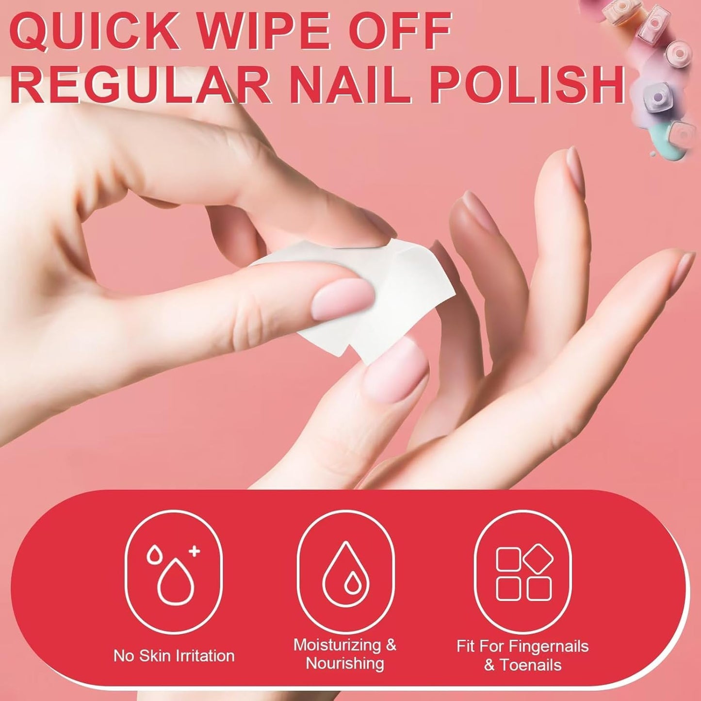 MAYEEN Nail Polish Remover Pads Individually Wrapped Acetone Gel Polish Remover Pads For Gel & Acrylic Nails Moisturizing & Gentle Travel Pads