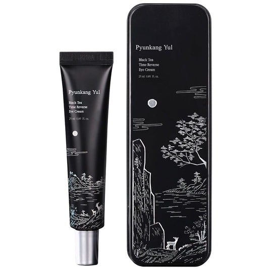 Pyunkang Yul PKY Black Tea Time Reverse Eye Cream, Hyaluronic Acids, Ceramide Rich Nourishment, Moisture Barrier and Peptides Increasing Skin Elasticity, Fermented Black Tea 0.85 fl.oz.