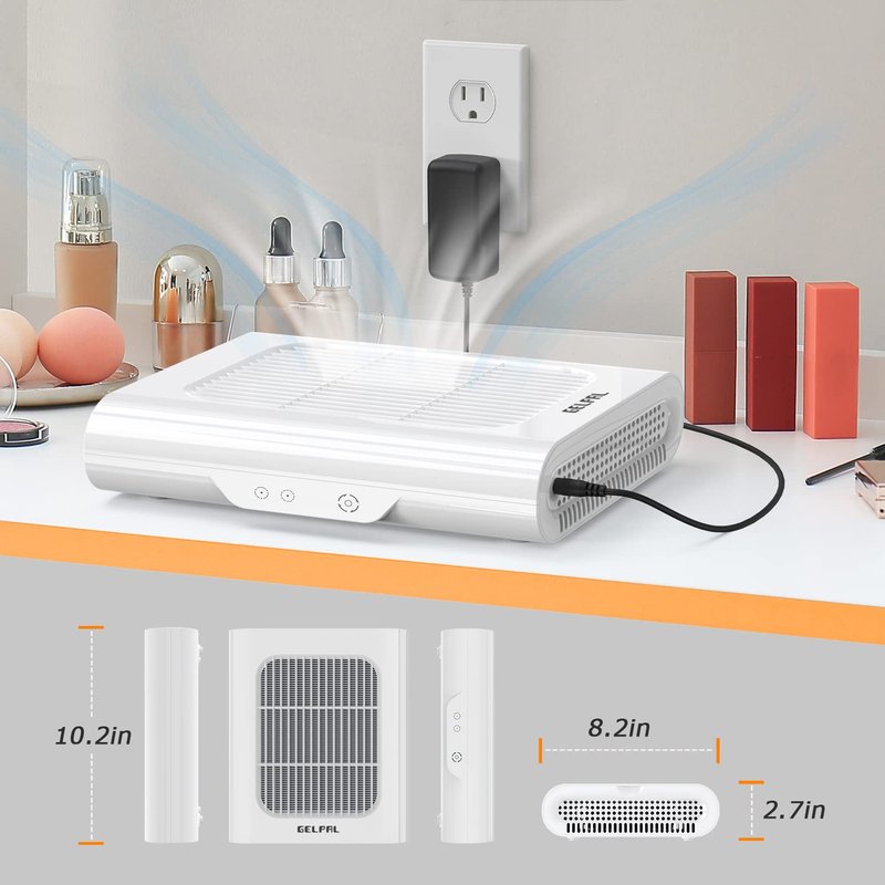 Gelpal Professional Nail Dust Collector, Adjustable Nail Dust Collector for Acrylic Nails , Electric Nail Vacuum Fan, Low Noise, Dust Collector for Nail Polishing &Salon.White.