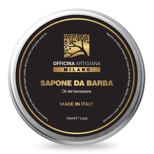 Officina Artigiana Milano Traditional/Original Shaving Soap 150 ml – Luxury Italian Artisan Wet Shaving Soap/Cream with 40% Wellness Oils & Shea Butter – Almond‑Scented – Vegan Skincare
