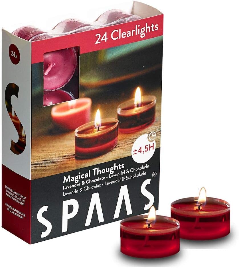 Morning Breeze Scented Tealights - Spaas 24 Clear Cup Candles, 4.5 Hour Burn Time