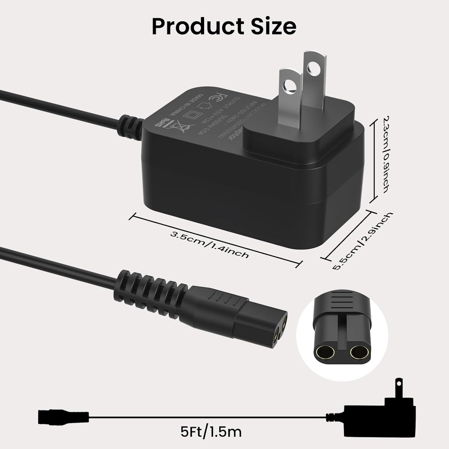4.5V Charger for BaByliss GOLDFX Hair Clippers - Power Adapter for FX870, FX788, FX787, FX825, FX820, FX726, FXSSM