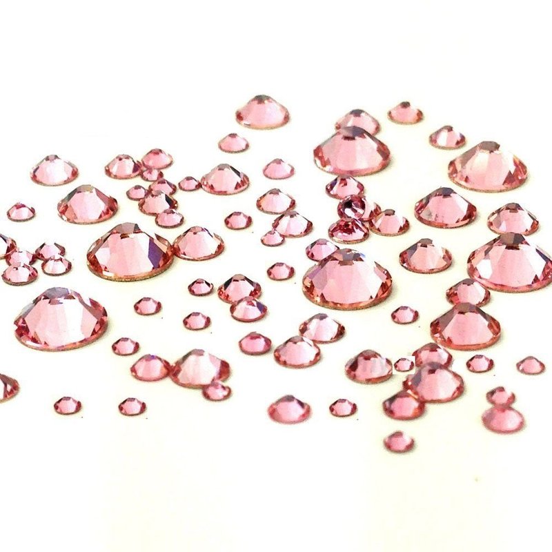 Swarovski Pink Rhinestones | 144 Pcs Mixed Sizes Flatback Crystals for Nail Art - Light Rose (223)