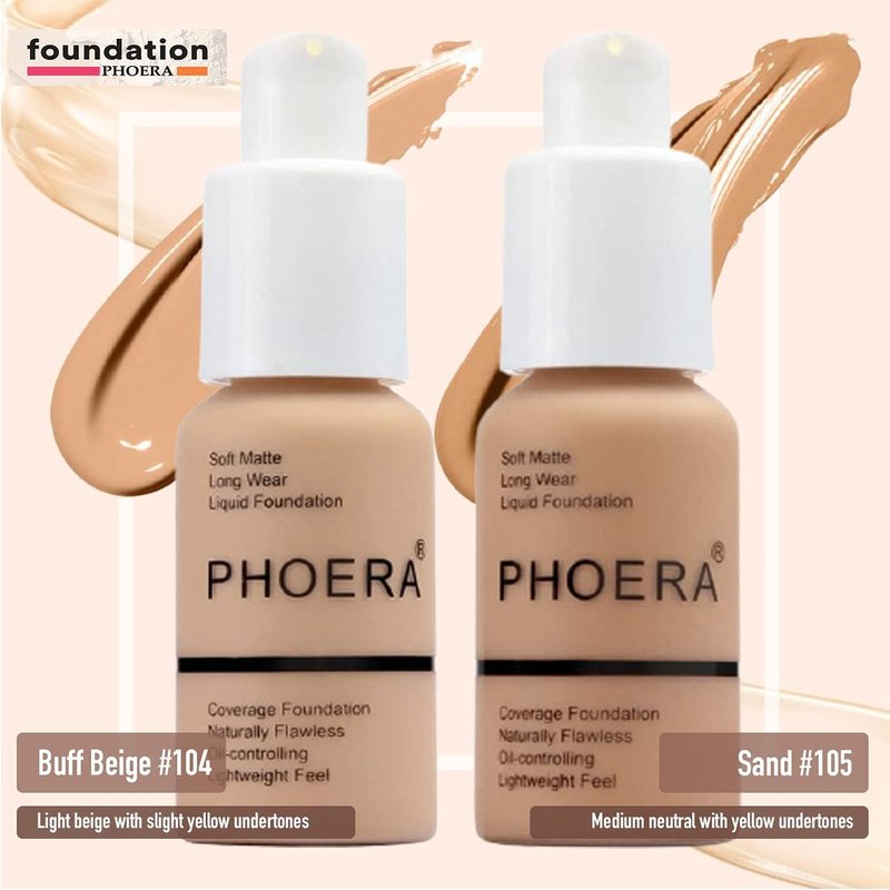 Glamza Full Coverage Makeup Set - 2x Foundations, Primer Gel & Brush | Complete Face Kit for Women