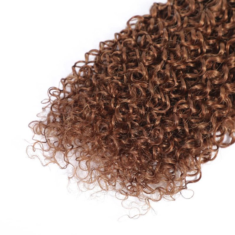 Kinky Curly Human Hair Bundles - Light Brown #30 Brazilian Remy Extensions | 8, 10, 12 Inch