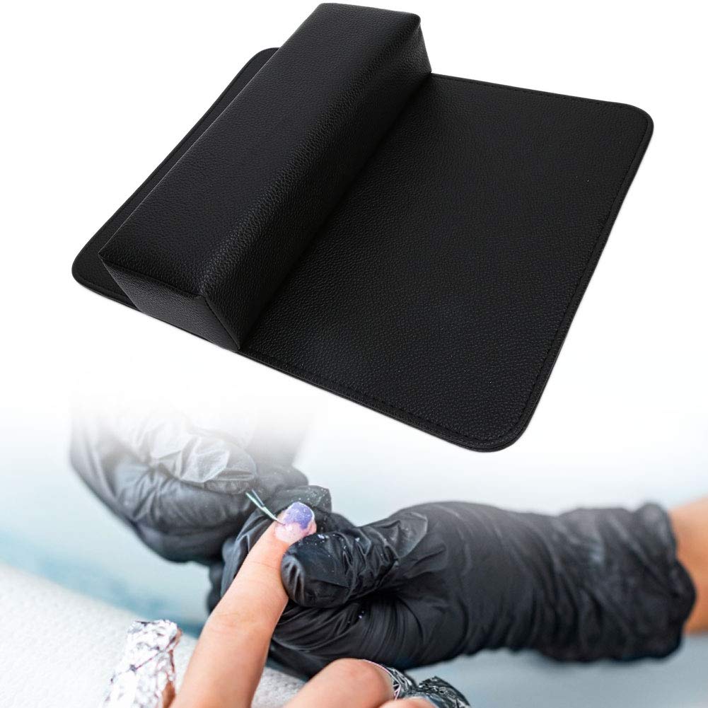 huaer2020 Nail Pillow,Durable Soft Washable Nail Art Hand Pillow Arm Rest Holder Cushion Mat Set Manicure Tool for Beauty Salon (Black)