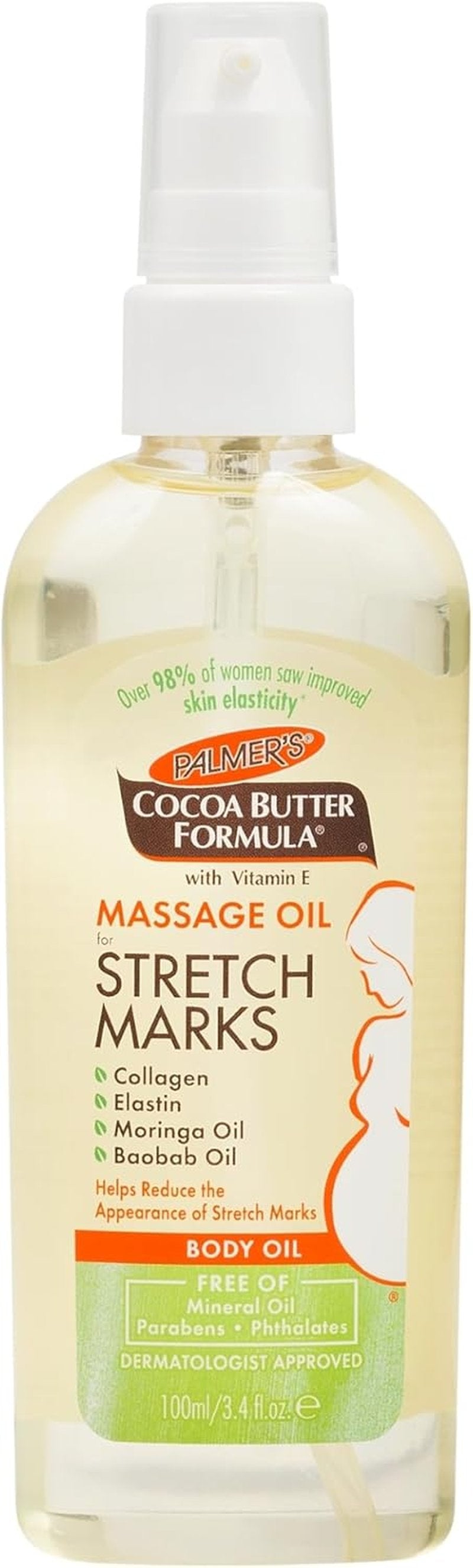 Palmer's Cocoa Butter Massage Oil - Stretch Mark & Pregnancy Skincare | 3.4 Oz