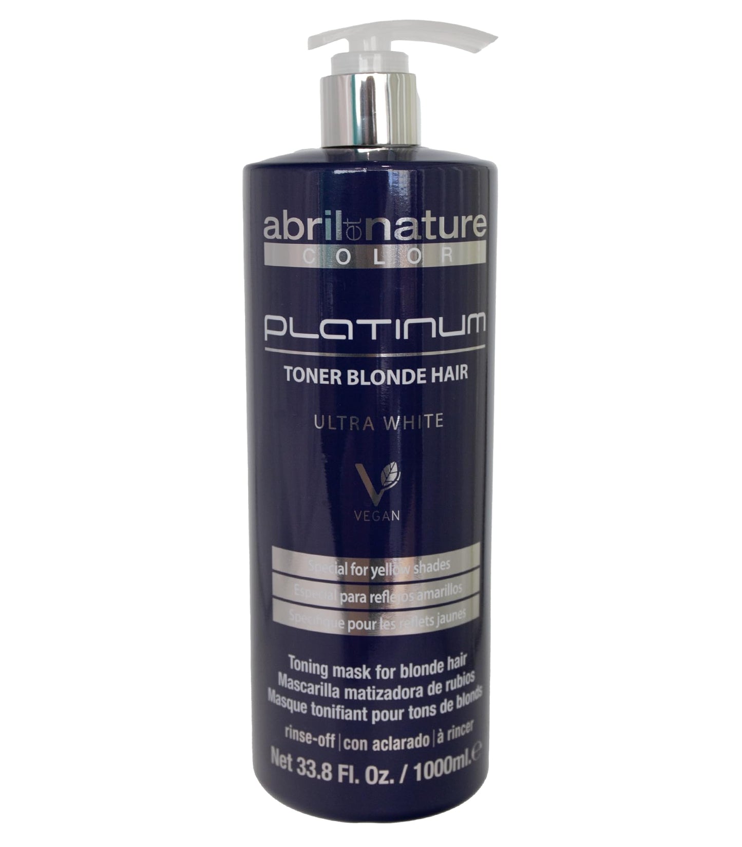 abril et nature - Platinum Professional Mask - For Blonde, Bleached, Highlighted, and/or Gray Hair - Violet Toner - Goodbye Yellow Tones - Platinum Appearance - 1000 ml