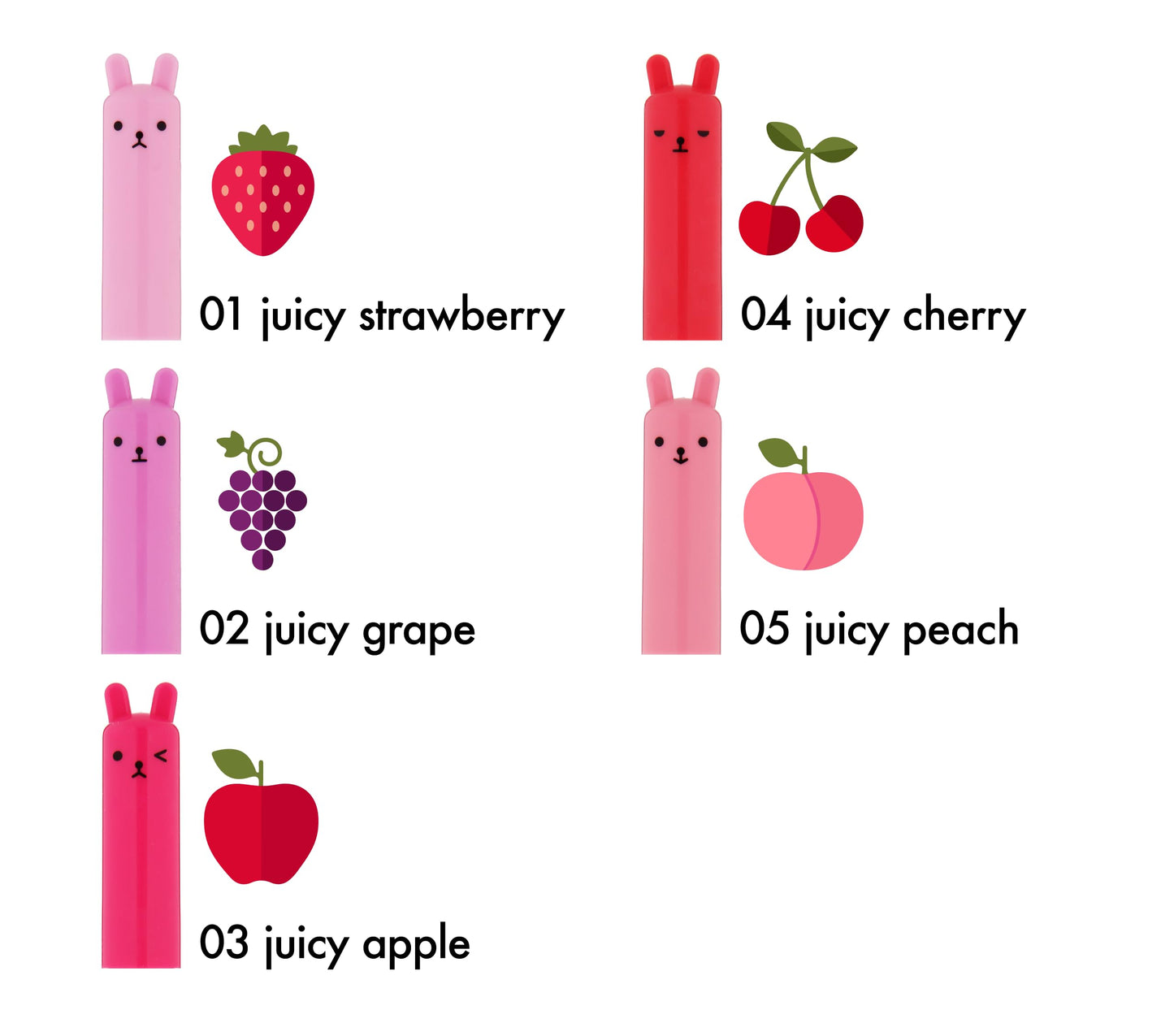 TONYMOLY Petit Bunny Lip Gloss 3 Pack - Hydrating Korean Sheer Tinted Gloss with Vitamin E for Soft High Shine, Cute Moisturizing Lip Tint Crayon