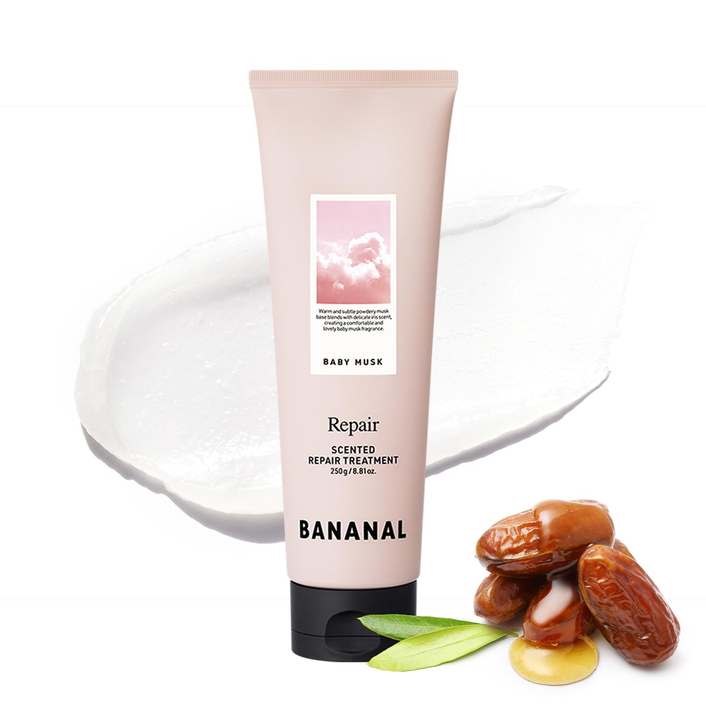 BANANAL Scented Repair Treatment Mask – Protein-Enriched Deep Repair for Damaged Hair – 17 Amino Acids, Botanical Oils, Shea Butter & Ceramide – Korean Hair Conditioner, Baby Musk, 100 ml / 3.4 fl oz