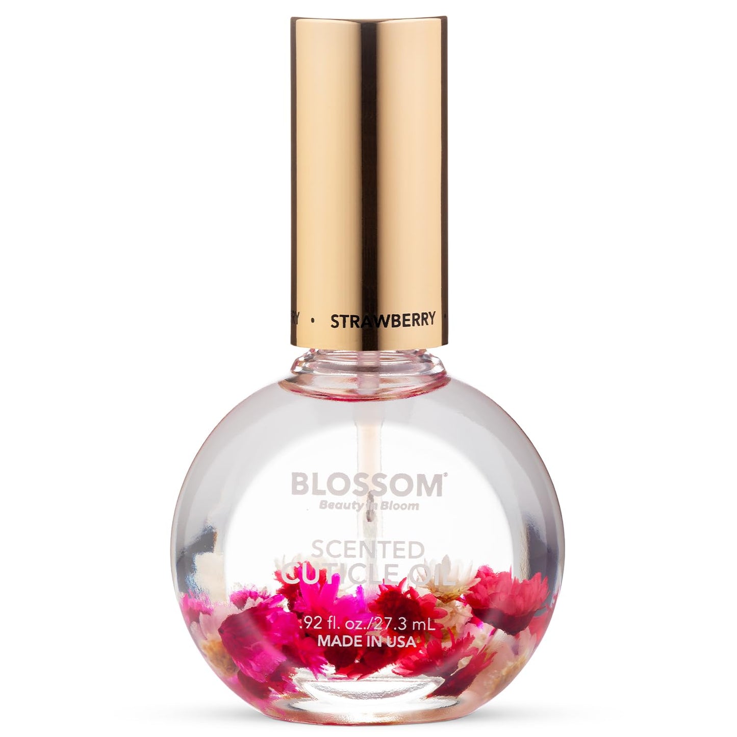 Blossom Hydrating, Moisturizing, Strengthening, Scented Cuticle Oil, Infused wtih Real Flowers, Made in USA, 1.84 fl oz, 2 Pack Bundle, Strawberry + Juicy Peach