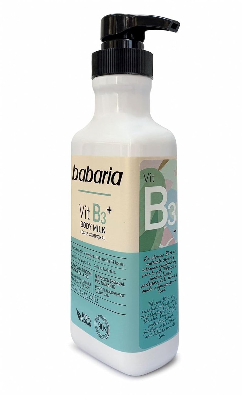 Babaria Vitamin B3 Body Milk - Nourishing Body Lotion for Sensitive Skin | 16.9 oz Moisturizing Cream