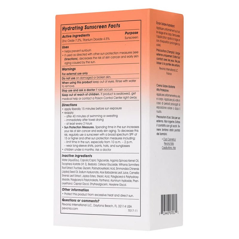 Pevonia Hydrating Sunscreen - Broad Spectrum SPF 40 for All Skin Types | 5g