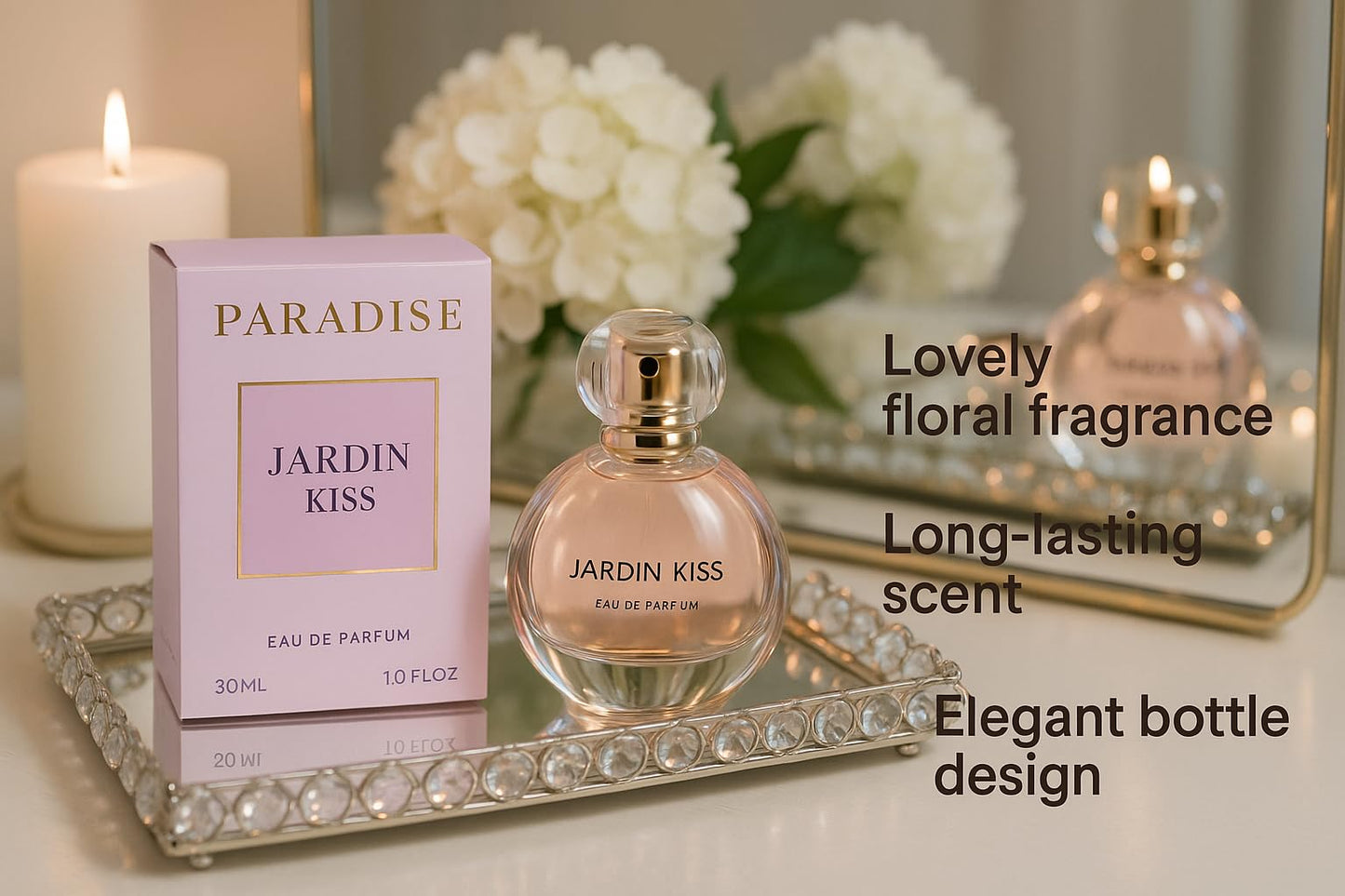 Women's Perfume, Luxurious Long Lasting Pink Bottle Eau de Parfum for Women, Rose, Jasmine and Mandarin Fragrance, Floral Citrus Scent 30ml (1.0 fl.oz)