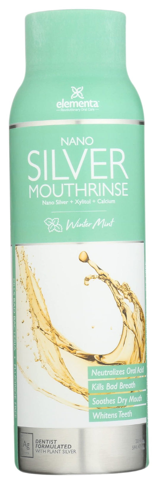 Elementa Nano Silver Winter Mint Scent Mouth Rinse, Fluoride Free, Alcohol Free, 20 Fluid Ounce (Pack of 1)