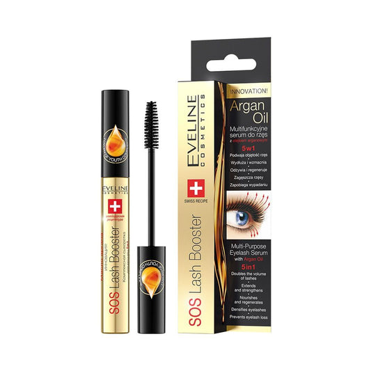 EVELINE COSMETICS Lash Booster with Argan Oil - Eyelash Serum - Doubles Volume, Extends & Strengthens - Multi Colored