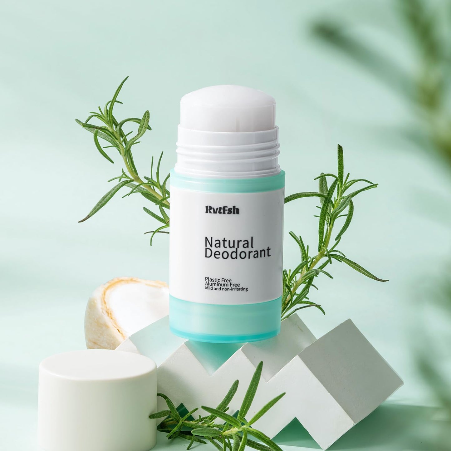 Rvtfsh Natural Moisturizing Whole Body Deodorant - Women & Men's 48H Protection Aluminum-Free Vegan Deodorant, No Stain Formula, Organic, 2.65 oz (Coconut and Vanilla)