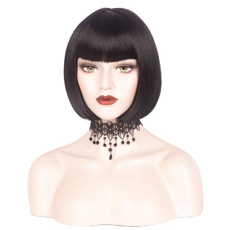 Short Bob Wig with Bangs - Synthetic Full Wig for Women | 11 Inches, Perfect for Daily Wear & Cosplay