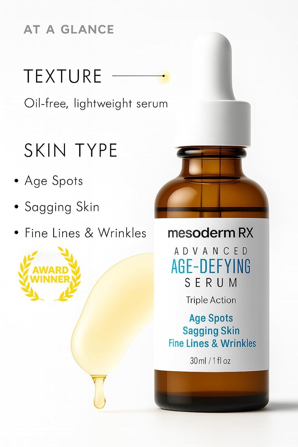 Age-Defying Serum - Triple Action Formula for Age Spots, Sagging Skin & Fine Lines | 1 fl oz