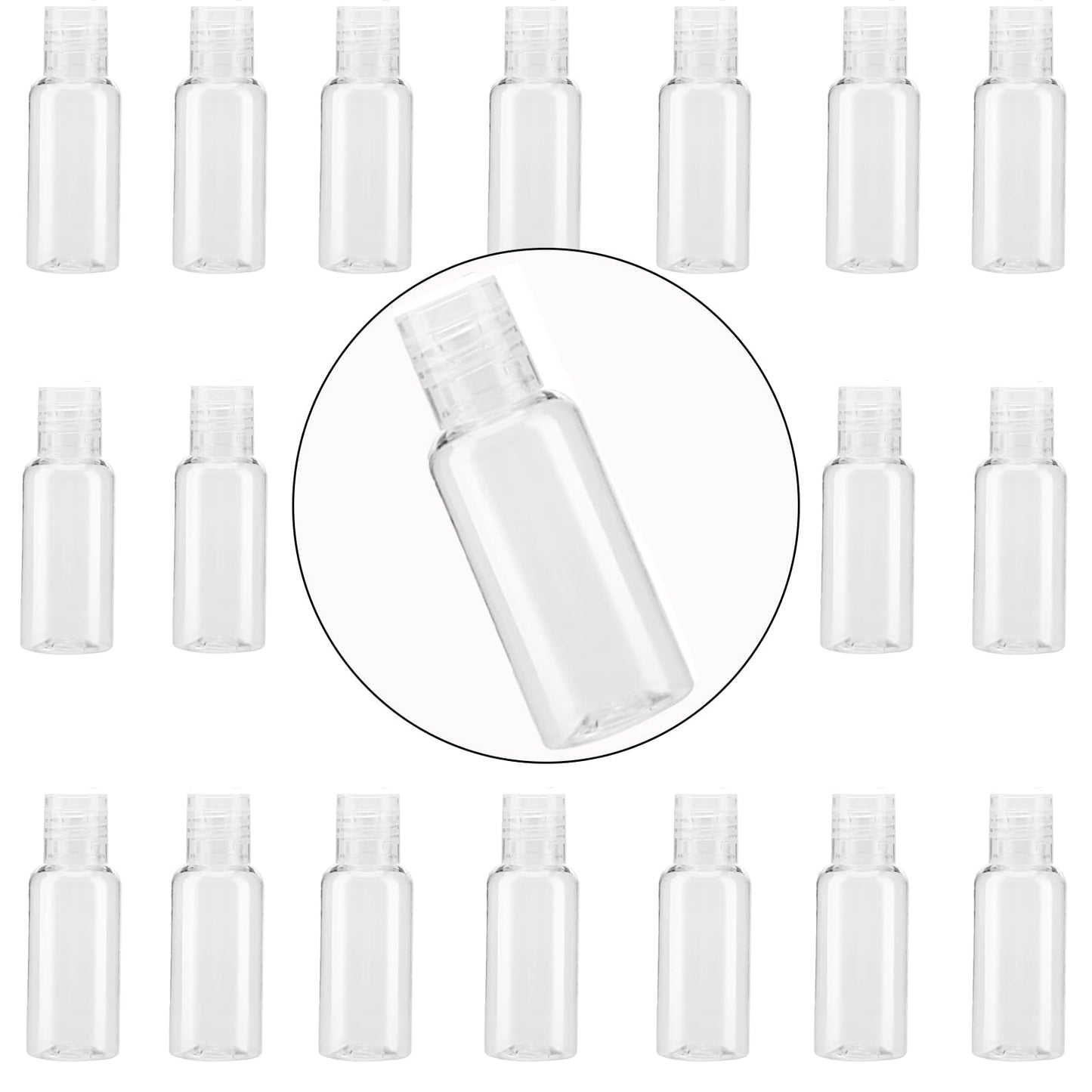 ZEONHAK 110Pcs 1oz (30ml) Plastic Travel Empty Bottles, Clear Flip Cap Squeeze Sample Bottle, Refillable Plastic Containers for Toiletries, Lotion, Shampoo, Cosmetics