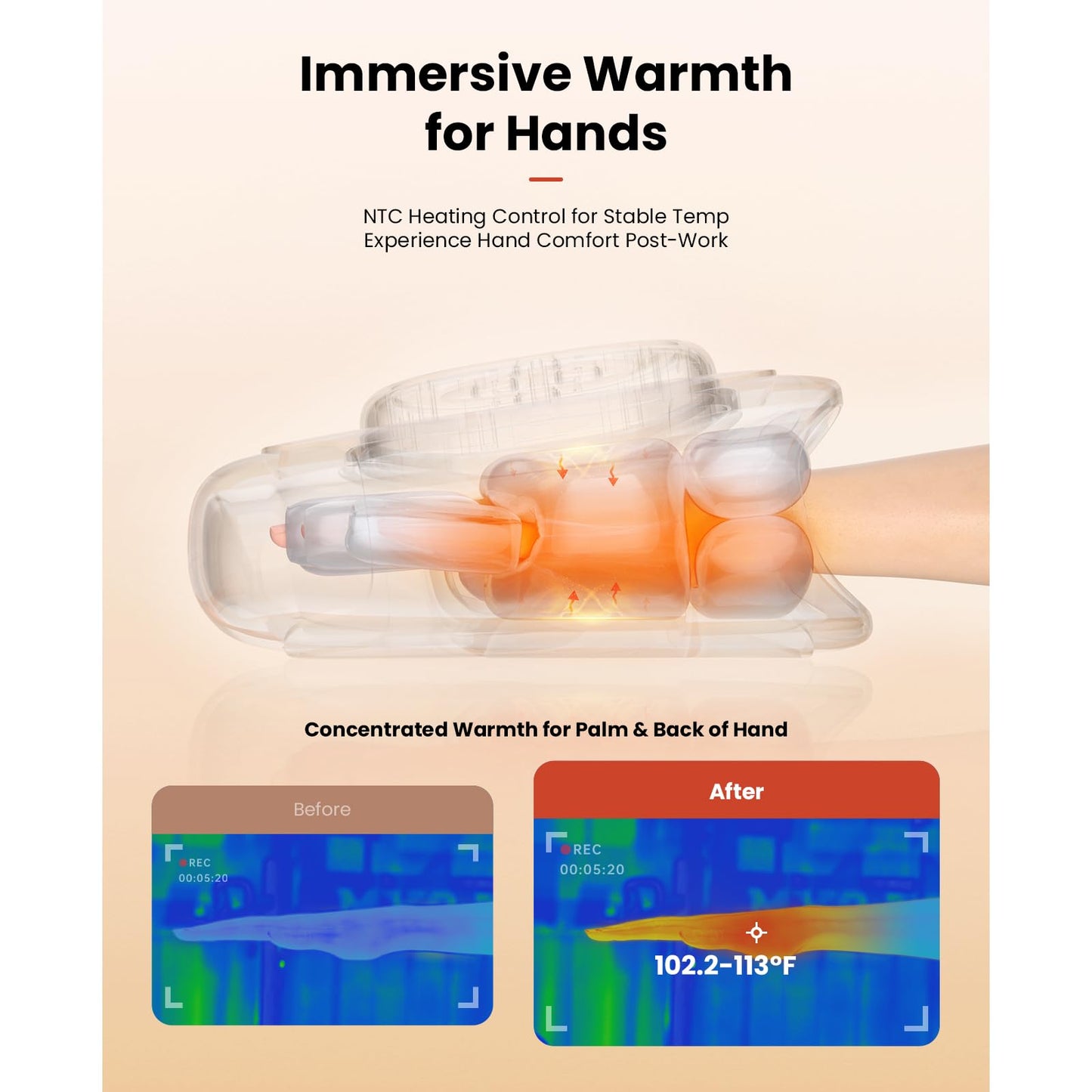 BOB AND BRAD Hand Massager with Heat and Compression, Individual Fingers