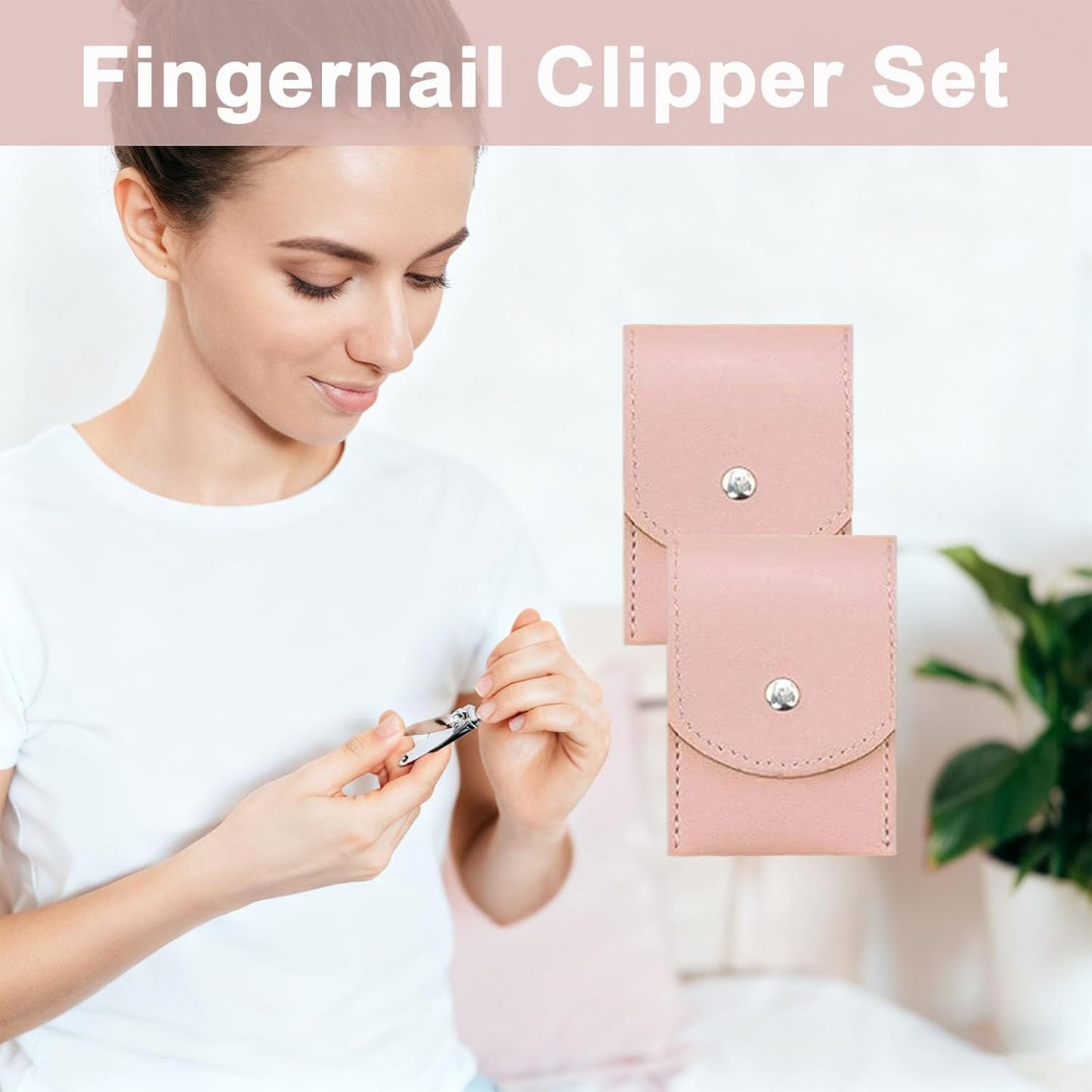 Travel Manicure Set - 24 Sets Professional Nail Clipper Kit | 4-in-1 Stainless Steel with Case, Individually Wrapped (Pink)