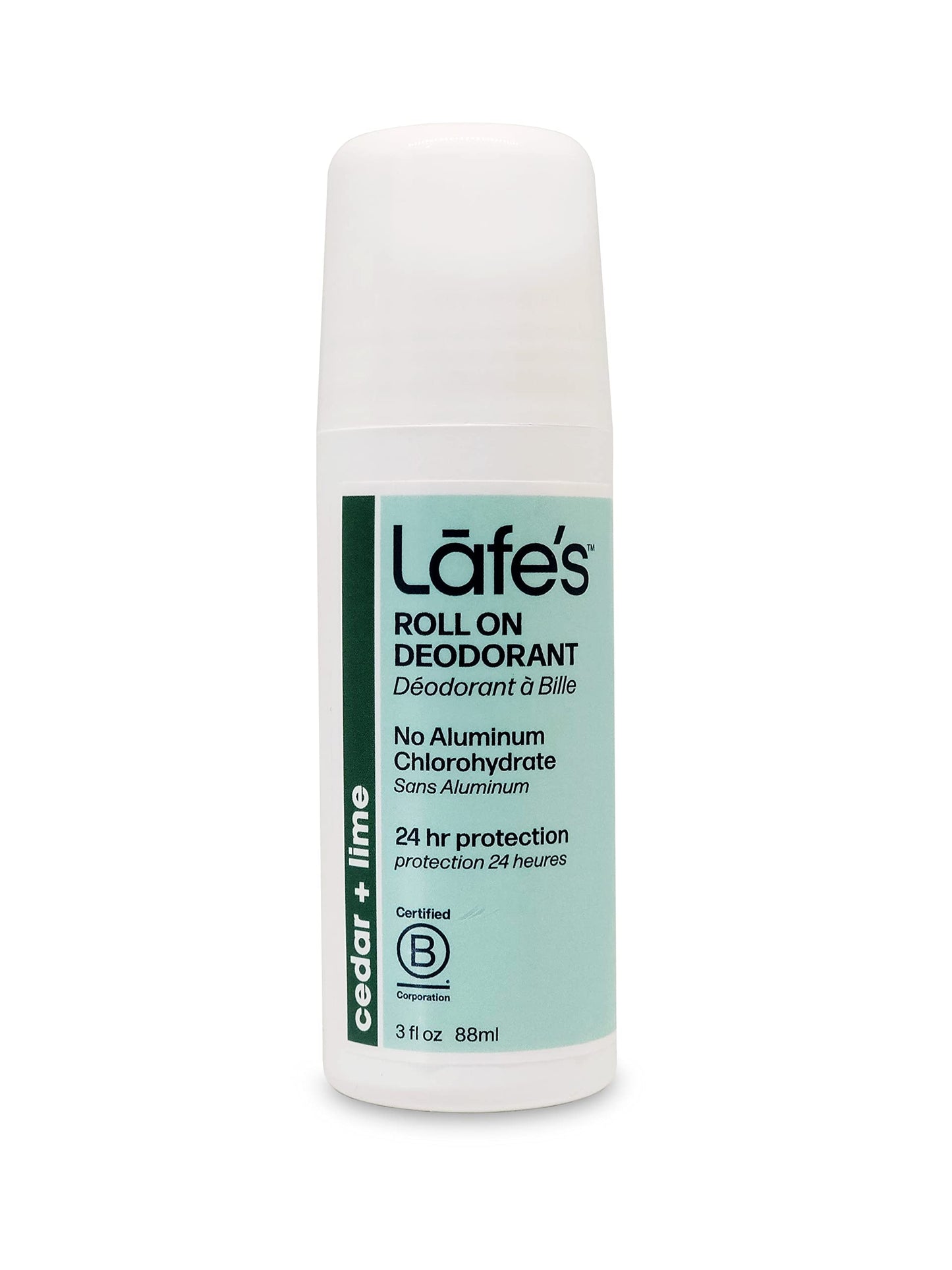 Lafe's Natural Deodorant | 3oz Roll-On Aluminum Free Natural Deodorant for Men & Women | Paraben Free & Baking Soda Free with 24-Hour Protection | Cedar & Lime