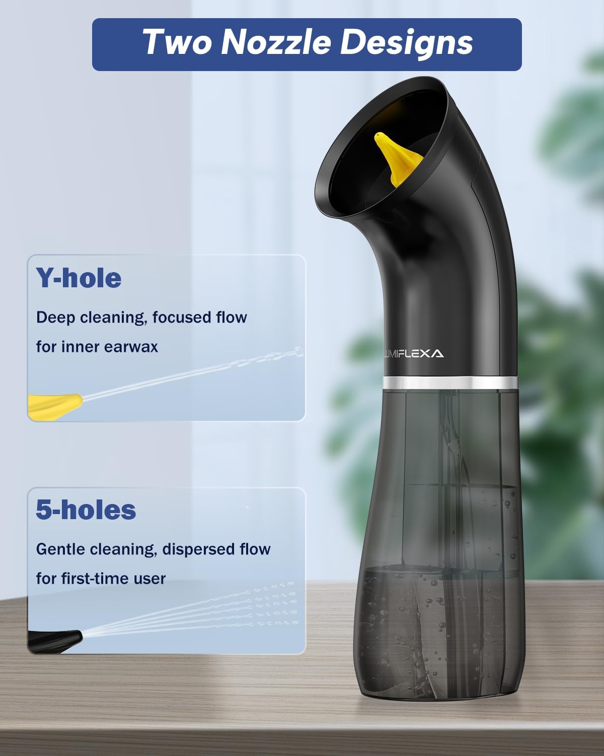 Ear Wax Removal Kit - Dual Water Tank Design with 4 Pressure Settings | 250ML Capacity, 8 Soft Earbuds, Type-C Charging, IPX7 Waterproof