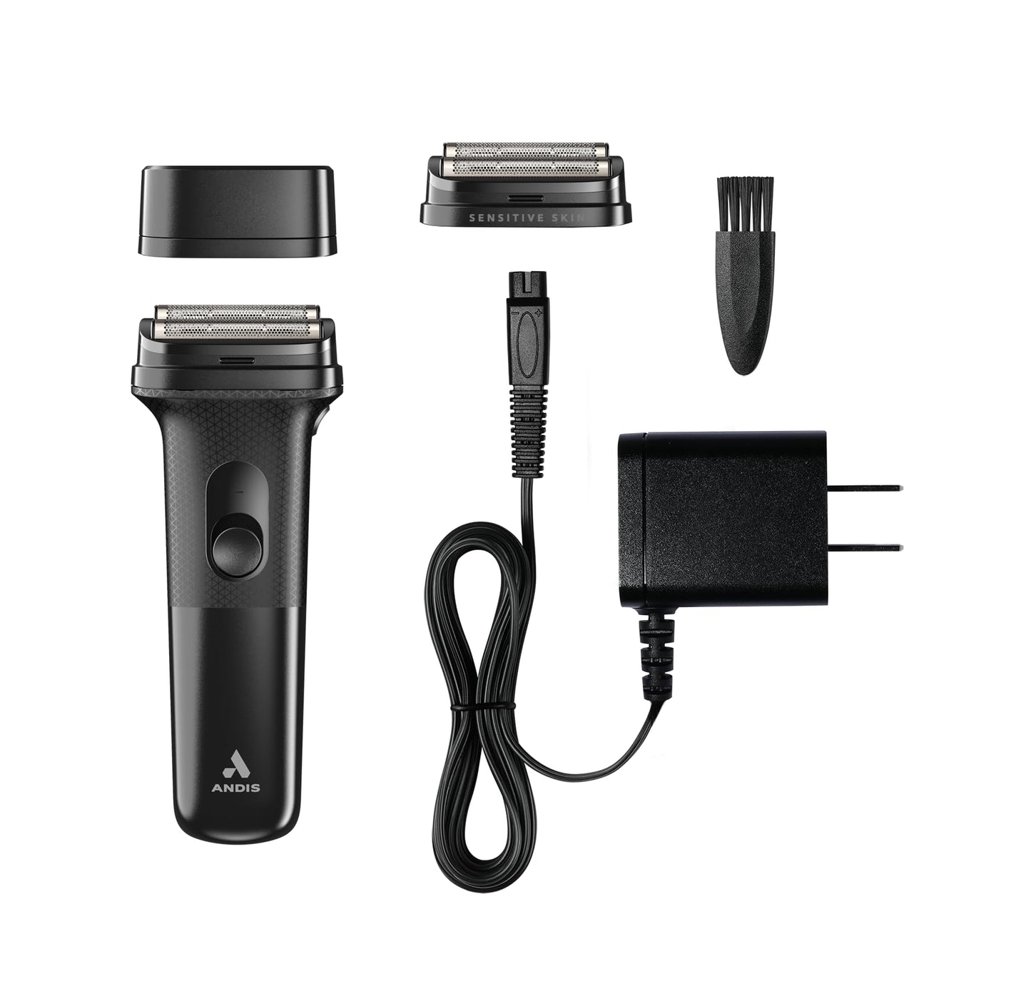 Andis 17480 Inform Lithium-Ion Electric Foil Shaver with Sensitive Skin Foil Head, Rechargeable, 10,000 SPM, Includes Blade Brush, Black