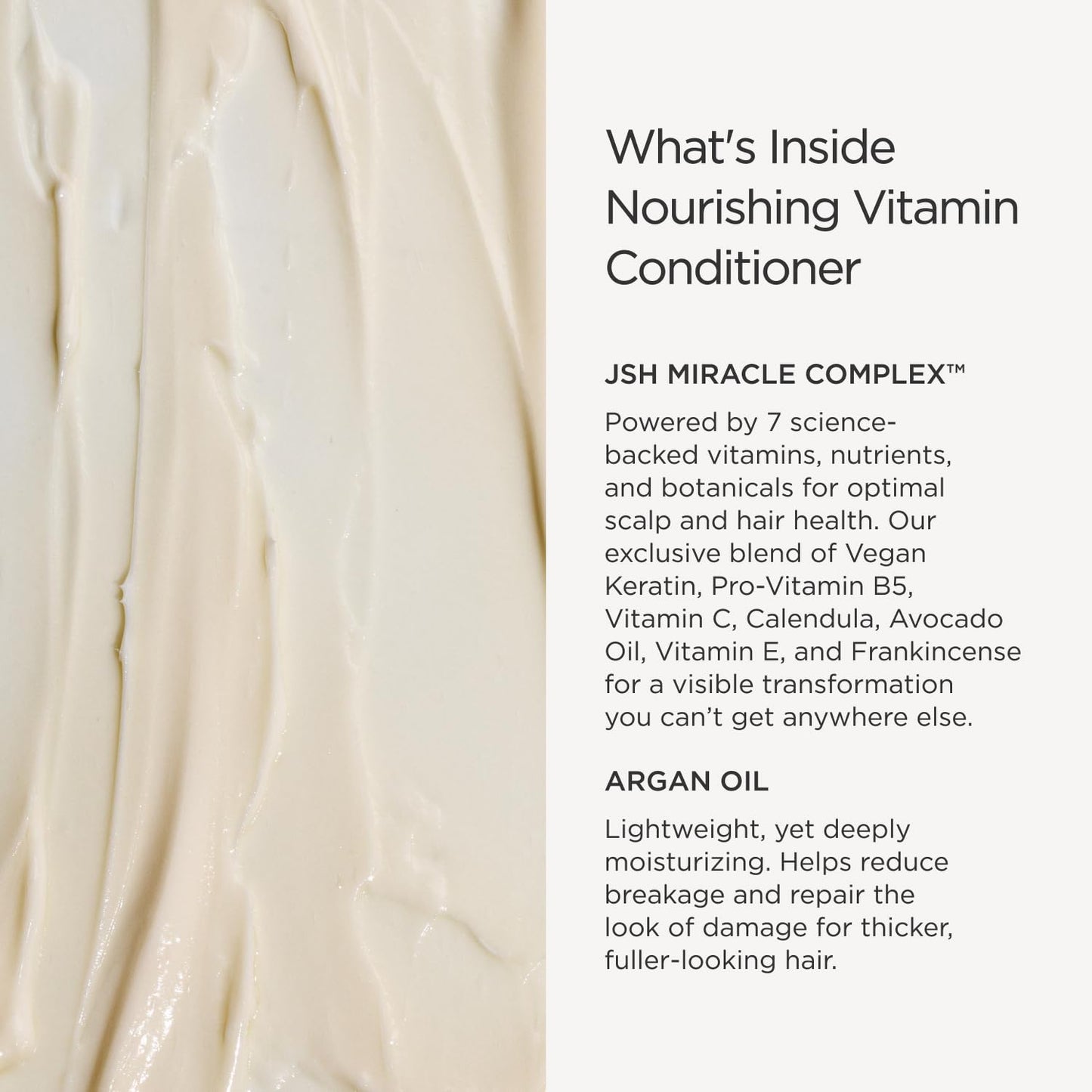 JSHealth Nourishing Conditioner - Vitamin-Enriched Deep Treatment for Dry, Colored Hair - With Keratin, Argan Oil, and Vitamins C & E | Sulfate-Free, Vegan, 350ml