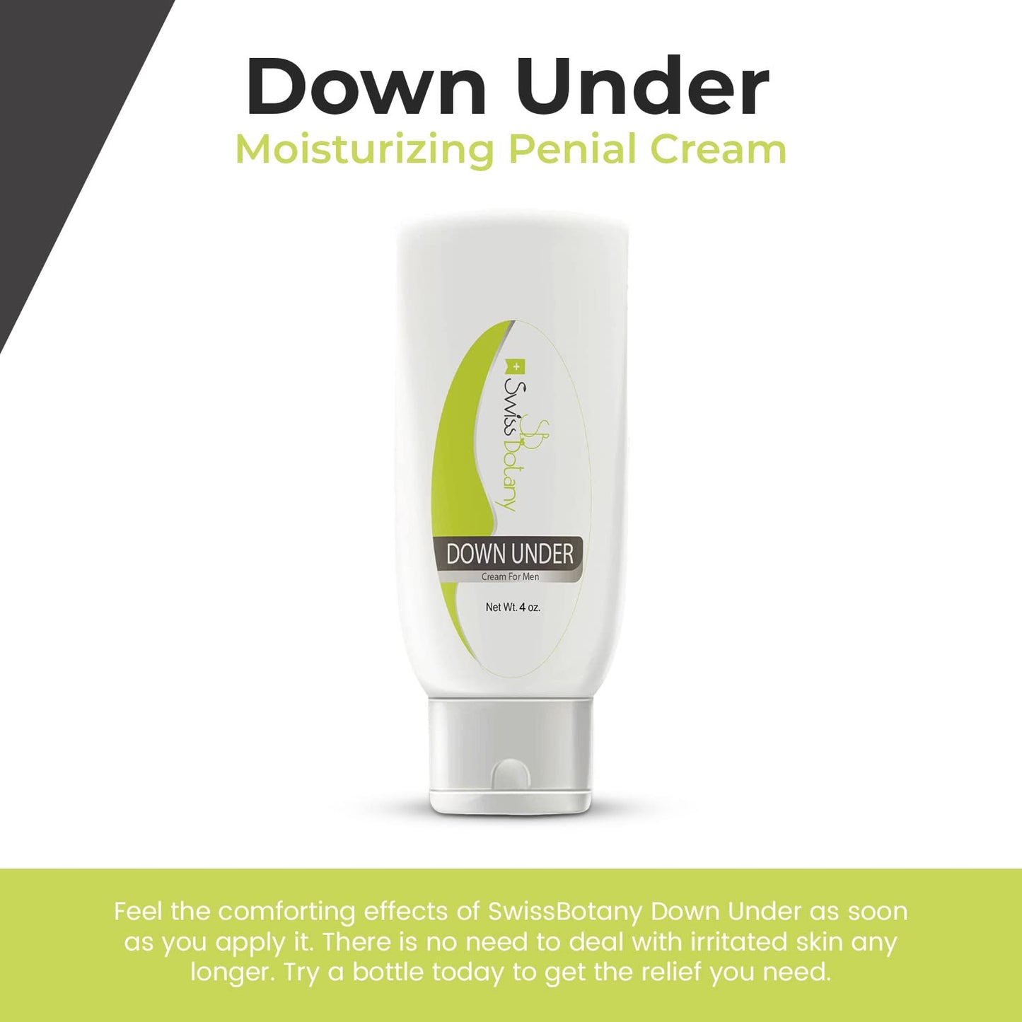 Swiss Botany L Arginine Down Under Moisturizing Penial Cream – Anti-Chaffing Moisturizer Cream for Men Private Areas – for Dry & Sensitive Skin - 4oz