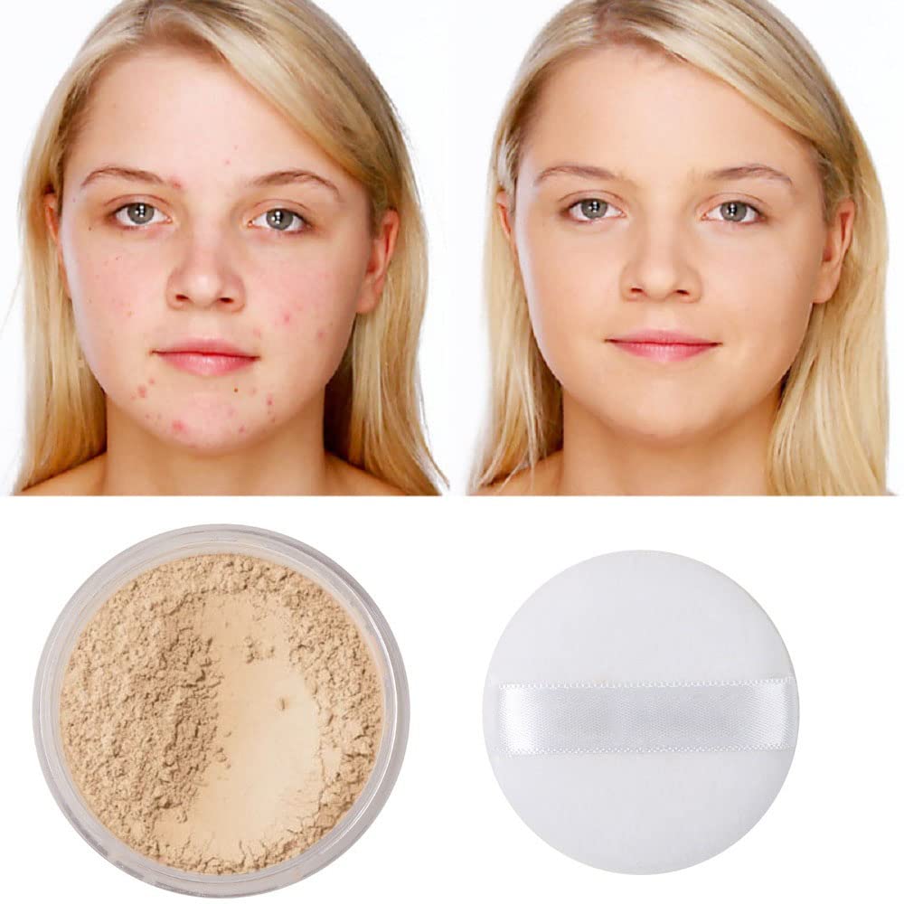 Meifen Setting Powder, Control Oil Brighten Skin Color Cover Blemish Whitening Face Setting Loose Powder。