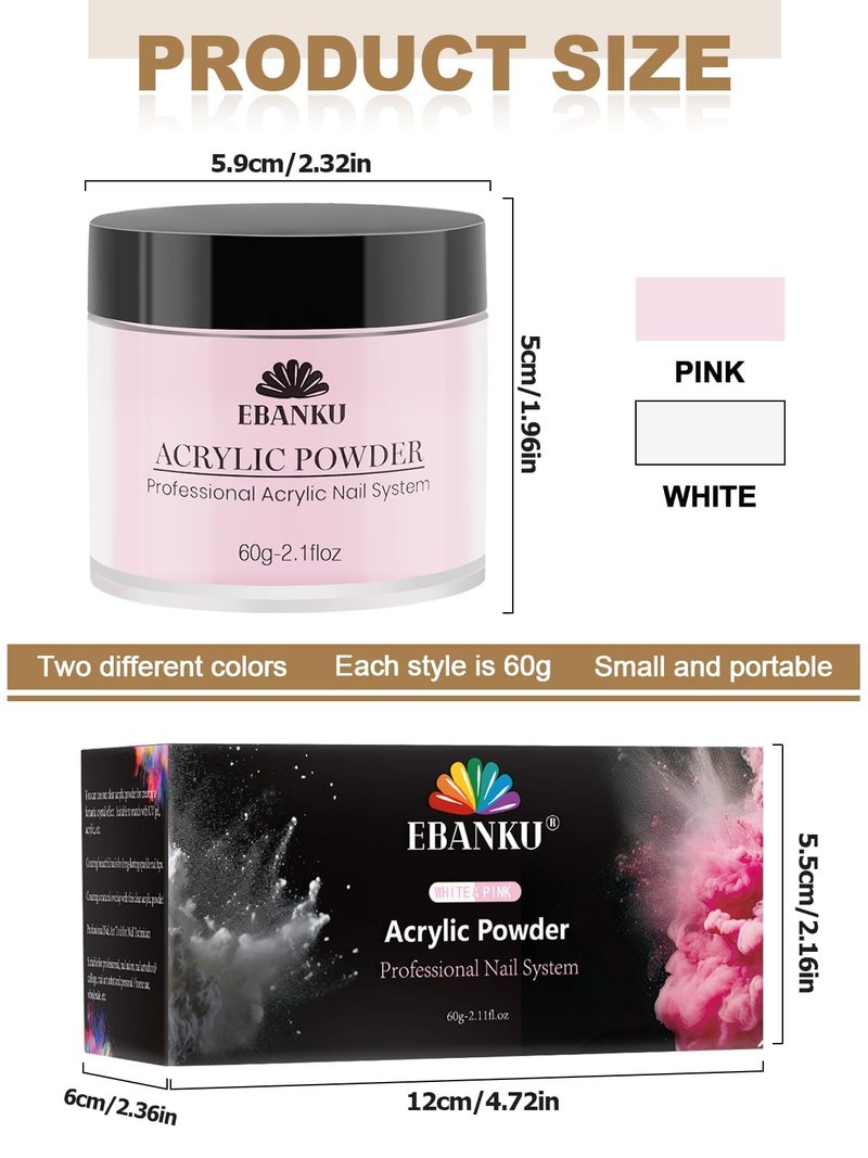 Nude Acrylic Powder, EBANKU 120g/4.23oz Nail Acrylic Powder Large Capacity Professional Acrylic Nail Powder for Nail Extension, Nail Carving, Long-Lasting, No Nail Lamp Needed