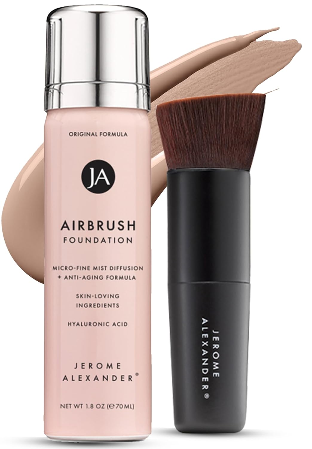 MagicMinerals AirBrush Foundation - 2 Piece Set with Kabuki Brush | Anti-Aging Spray Makeup for Smooth Radiant Skin - Medium