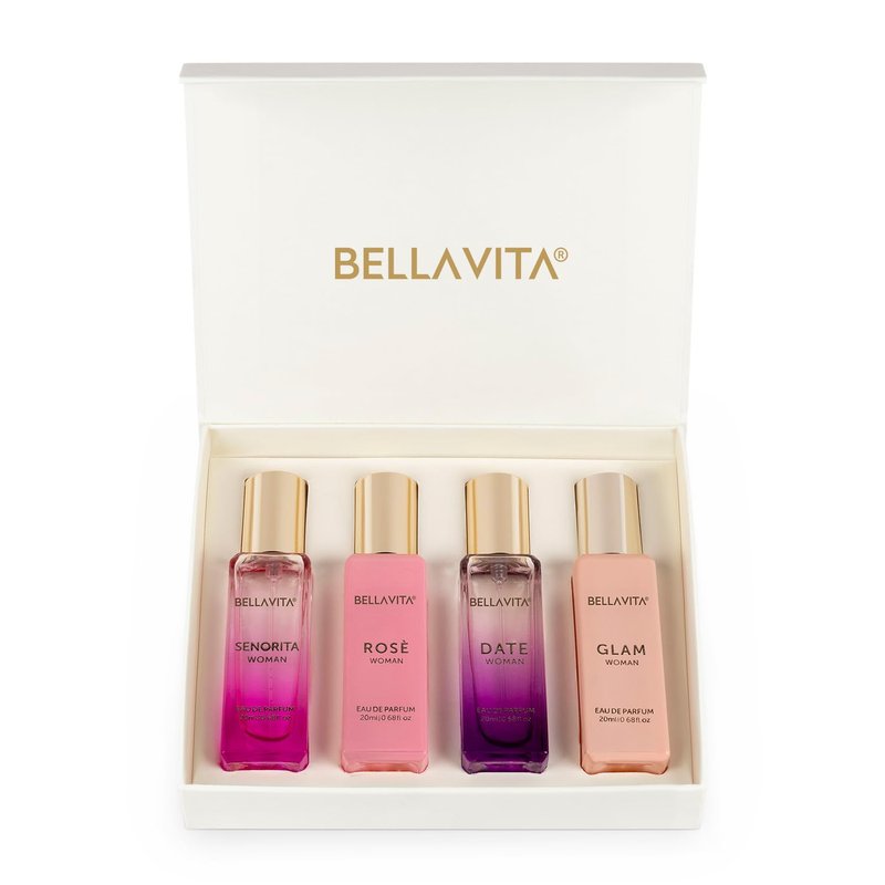 Bella Vita Luxury Women's Perfume Set - Long-Lasting Floral & Sweet Scents | Vegan & Cruelty-Free | 4 x 20 ML + 100 ML