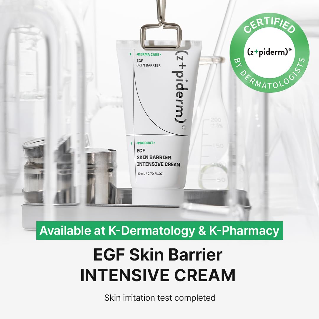 Zipiderm EGF Skin Barrier Intensive Cream – Korean Hydrating Moisturizer for Dry & Sensitive Skin | Ceramides & Panthenol | Lightweight Nourishing Face Cream | 2.70 fl oz
