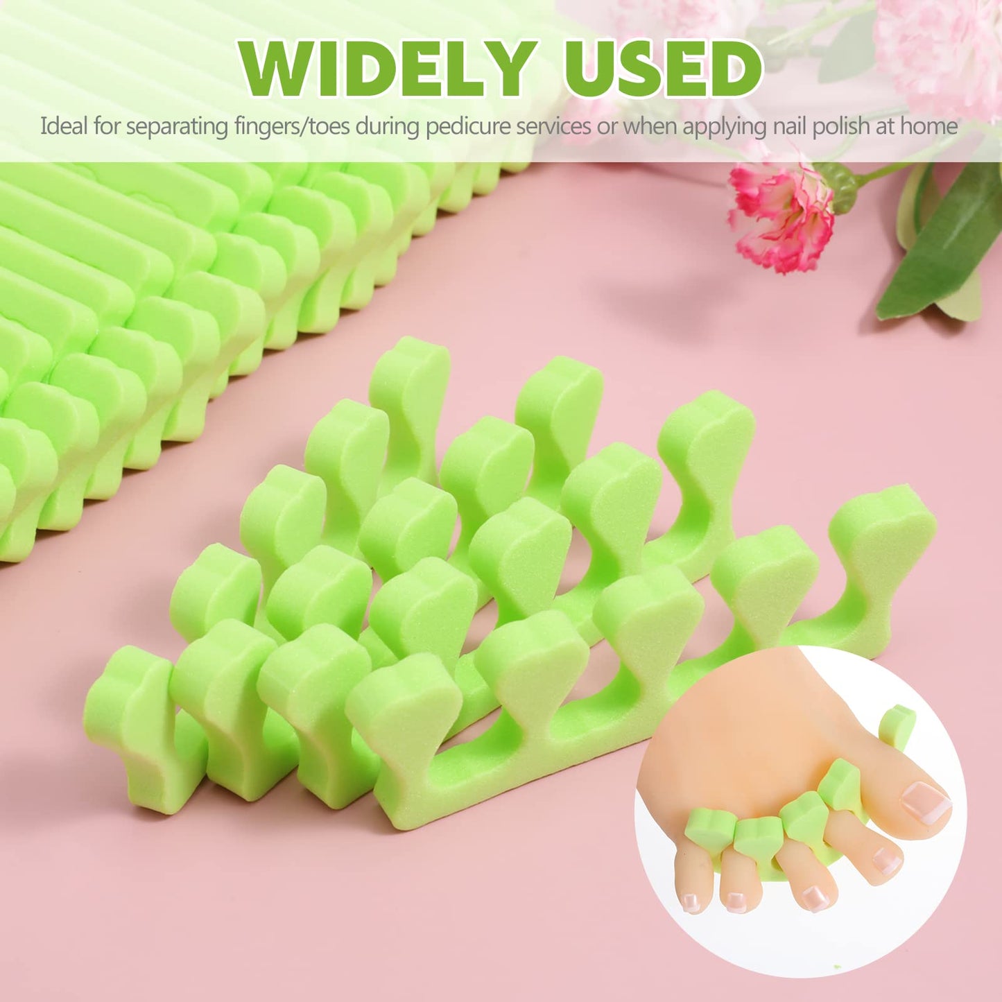 Foam Toe Separators 100 Pairs Comfortable Pedicure Toe Separators Finger Dividers Comfortable Design for Women Men Feet Nail Toenails Art Painting Polish Spa